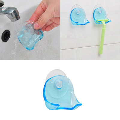 

1piece Clear Blue Plastic Super Suction Cup Razor Rack Bathroom Razor Holder Suction Cup Shaver Storage Rack Promotion