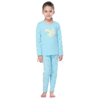 

Red beans (Hodo) children underwear women in the big children autumn and winter cotton and linen underwear sets HD6010 light blue 150