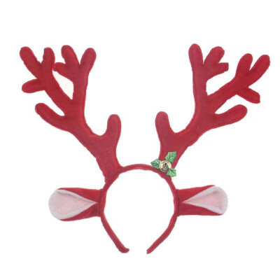 

UpperX GIFT Christmas Costume Bell COS Animal Hair Accessories Antlers Headband Red