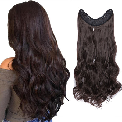 

24" Inch Long Curly Hair U Part One Piece Clip In Hair Extension Synthetic Heat Resistant Hairpiece