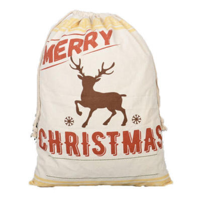 

Christmas Gift Candy Bags Canvas Santa Drawstring Sack Party Favors Xmas Décor
