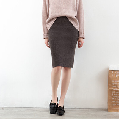 

Canvaus Spring Autumn Women Elegant Casual Skirt Solid Straight Knee-Length Skirts CF8149D