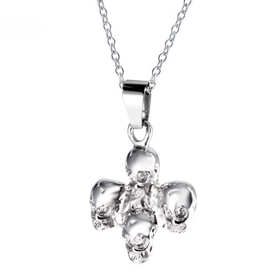 

Skull Necklace Titanium Steel Punk Pendant Mens Originality Necklace Cross - 24 Inch
