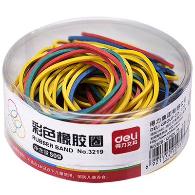 

Effective deli 3219 color elastic for easy classification rubber ring rubber band latex ring 50g tube