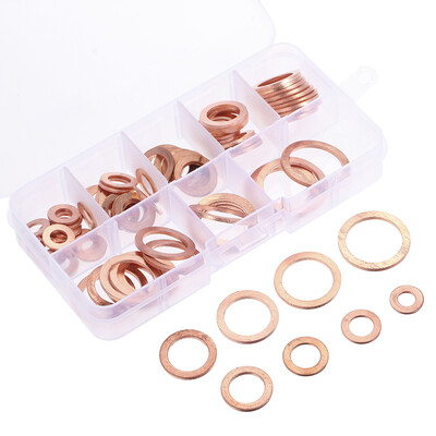 

80pcsset M6-M20 8 Sizes Solid Copper Gasket Washers Sealing Ring 8 Sizes Flat Ring Seal Kit For Hardware Accessories with Box