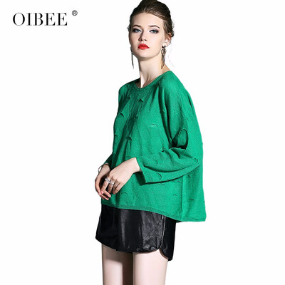 

OIBEE2018 autumn new womens fashion sweater knit jacket loose thin mohair knit top