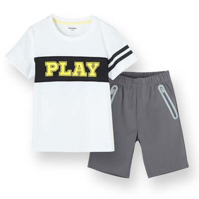 

Balabala BALABALA boy set male middle boy summer short-sleeved shorts two suit 28192151114 yellow green 110