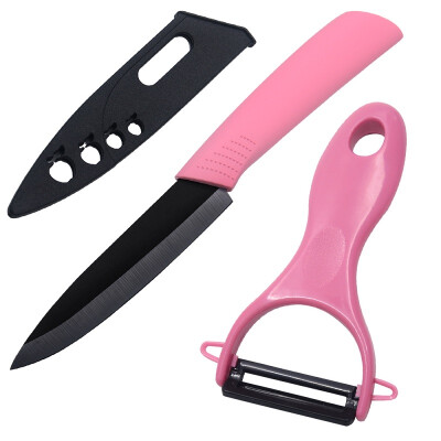 

Ceramic blade knives 4 inch utility kitchen knives ABS+TPR handle pink color peeler high quality ceramic knives