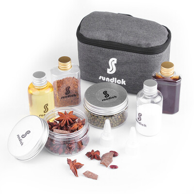 

7 PCS Spice Cruets Set Travel Size Salt Bottle BBQ Sauce Container Anise Bottle Storage Bag Set for Camping Hiking BBQ Self-drivin