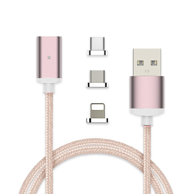 

Free Shipping 3in1 Magnetic Nylon Braided 1M 21A Cable Fast Charging Magnet Cables w Data Transfer micro USB 8Pins Type C