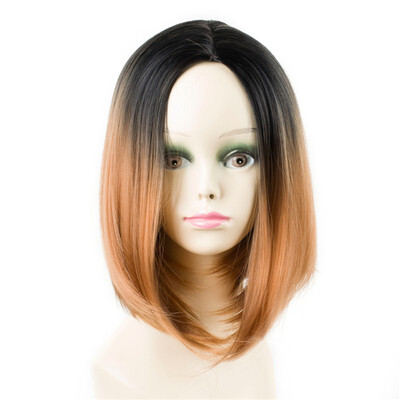 

Ombre Bob Wig Straight Short Hair Fashion Wig Synthetic Colorful Wig 12inch Daily Natural Full Wig Easy Wearing For Women