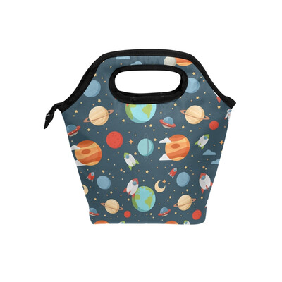 

Insulated Lunch Tote Bag Kinds Planet Travel Picnic Lunch Handbags Portable Zipper Lunch Bag Box