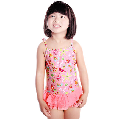 

Chess pants hot spring children cute baby girl students in the big child conjoined swimsuit orange small starfish 4-5 years old Ezi10131