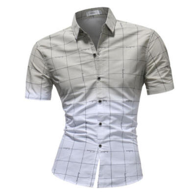 

New Mens Short Sleeve Shirts Casual Formal Slim Fit Shirt Top Work Tee USXN