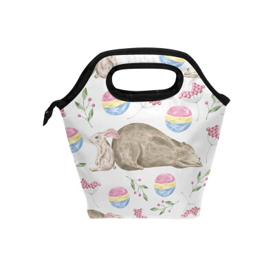 

Lunch Bag Brown Bear And Rabbit Tote Travel Picnic Insulated Handbags Portable Zipper Lunch Bag Box