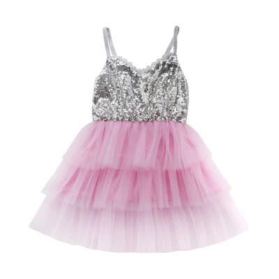 

Summer Sequins Girl Dresses Lace Tutu Princess Wedding Bridesmaid Party Dress