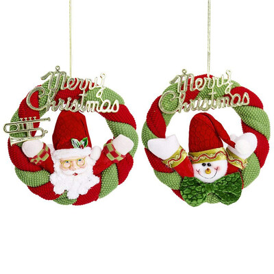 

UpperX 2PCS Christmas Wreaths Merry Xmas Gift Ornaments Santa Claus Snowman Door Wall Hanging Cloth Pendant Xmas Decoration
