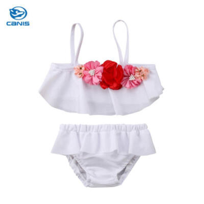 

Kid Baby Girl 3D Floral White Swimming Bikini Set Swimsuit Swimwear Bathing Suit