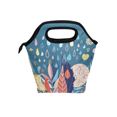 

Lunch Tote Bag Colorful Leaves Travel Picnic Insulated Lunch Handbags Portable Zipper Lunch Bag Box