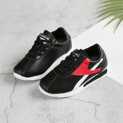 

chunchuntu 2018 Autumn Children Pu Leather Casual Shoe Baby Girl Fashion Sport Sneaker Boy Brand Black Trainer ZD6352