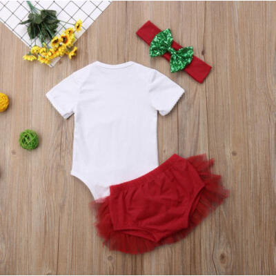 

My 1st Christmas Baby Girls Romper Bodysuit Tutu Shorts Outfits Xmas Costume Set