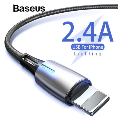 

Baseus USB Cable 24A QI charging&data transfer for iphone  XR 8 7 Water light Led Smart Charging USB data Cable for iphone