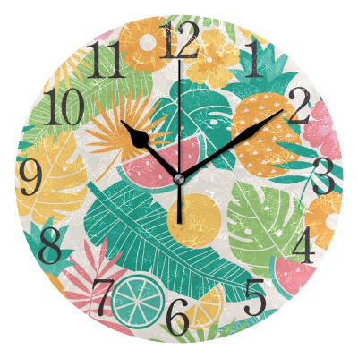

Wall Clock Arabic Numerals Design Summer Pattern Round