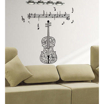 

Music Pattern Sticker Decal Room Wall Window Songs Large Guitar Decor Removable