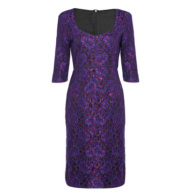 

Sexy Square Neck Half Sleeve Lace Crochet Slit Zipper Women Bodycon Dress