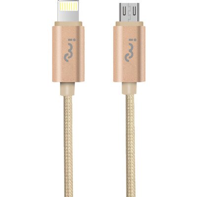 

(I-mu) one drag two two one apple 6 / 6s data cable Apple rechargeable cable iphone5 / 6s / 7 Plus / SE / ipad air mini alloy braided gold