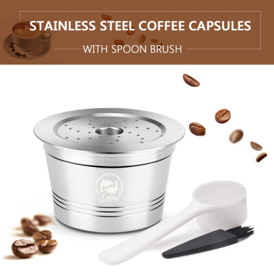 

Coffee Capsules Refillable Pods Refillable Coffee Capsules Stainless Steel with Spoon Brush for Caffitaly Machines