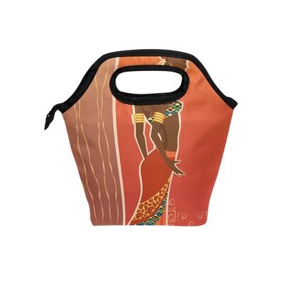 

Insulated Lunch Tote Bag African American Travel Picnic Lunch Handbags Portable Zipper Lunch Bag Box