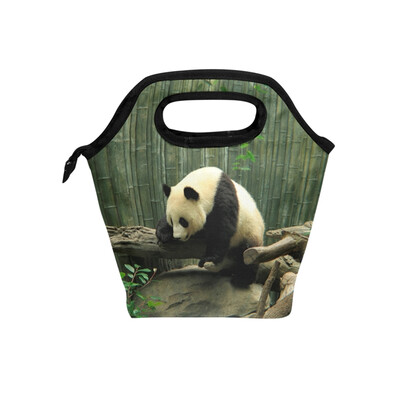 

Insulated Lunch Tote Bag Playing Panda Travel Picnic Lunch Handbags Portable Zipper Lunch Bag Box