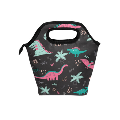 

Insulated Lunch Tote Bag Cute Dinosaur Travel Picnic Lunch Handbags Portable Zipper Lunch Bag Box