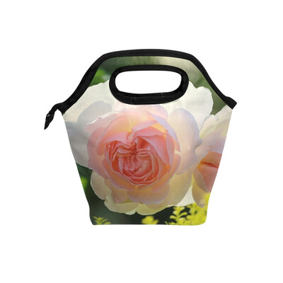 

White Flower Lunch Bag Tote Bag Travel Picnic Organizer Lunch Holder Handbags Lunch Bag Box