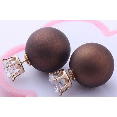

Womens Striking Zircon Charm Ear Stud Ball Pearl Crystal Earrings 8Colors