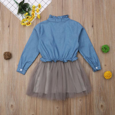 

Flowers Toddler Kids Baby Girls Princess Party Denim T-Shirt Dress Skirt Clothes