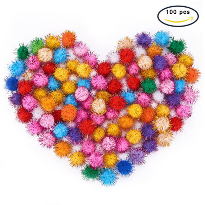 

PH PANDAHALL 100 Pcs Arts Craft Pom Poms Glitter Poms Sparkle Balls