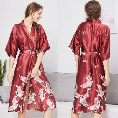 

Womens Bridesmaid Satin Robe Kimono Wedding Nightdress Sleepwear Dressing Gown