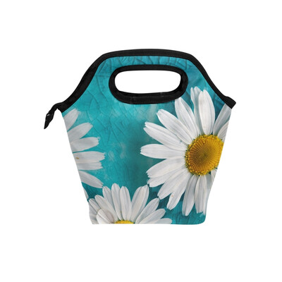 

White Daisy Lunch Bag Tote Bag Travel Picnic Organizer Lunch Holder Handbags Lunch Bag Box