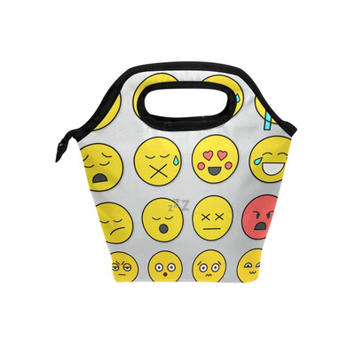 

Insulated Lunch Tote Bag Emoji Package Travel Picnic Lunch Handbags Portable Zipper Lunch Bag Box