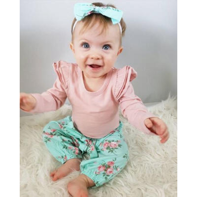 

UK Stock Newborn Baby Girls Floral Outfits Clothes Tops Leggings Pants 3pcs Set