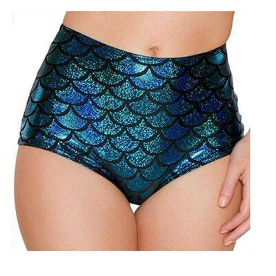 

Women Sexy Lingerie High Waist Mermaid Scale Bikini Briefs Beach Panties Pole Dance Shorts