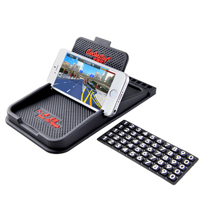 

Card holder car phone stand multi-function phone number bracket anti-slip mat set mat parking number plate CS-83055 black