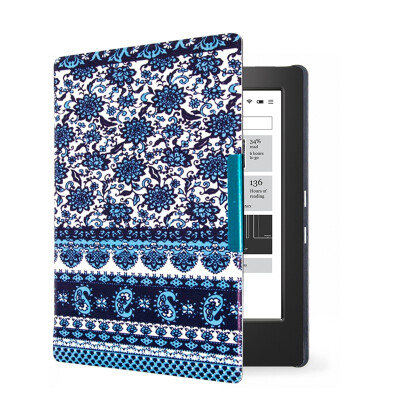 

Van Gogh Design leather cover case Lighted Slim Leather Cover for 2014 kobo aura h2o 68 ereader smart cover case