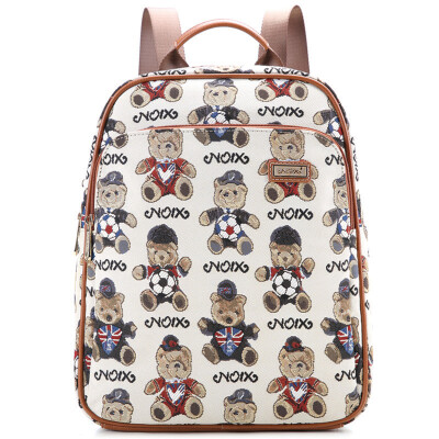 

Nuts (NOIX) NX-4041 England Bear Series Women's Bag Backpack Student Canvas Computer Bag Shoulder Bag Beige