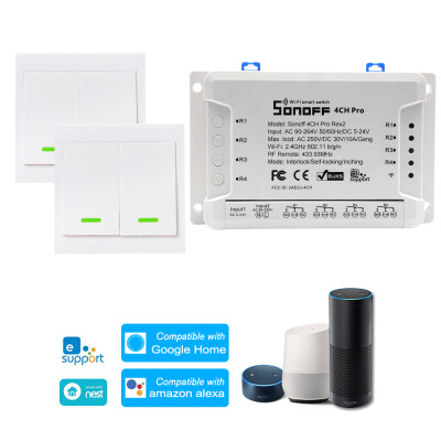 

1PCS SONOFF 4CH Pro R2 ITEAD RF 433MHz 4 Gang WiFI Switch 3 Working Modes InchingSelf-LockingInterlock WiFi Smart Switch Compati