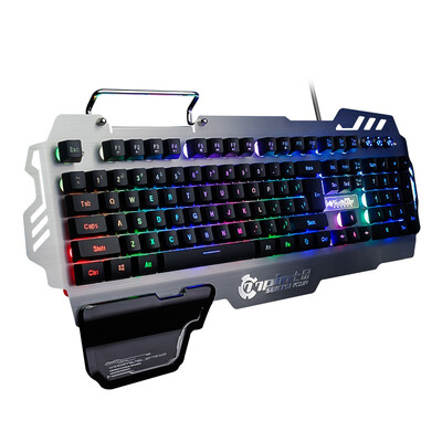 

Wired Rainbow Backlight Gaming Keyboard with Phone holder&Ergonomic Wrist Rest Multimedia Control keyboard for Windows Mac