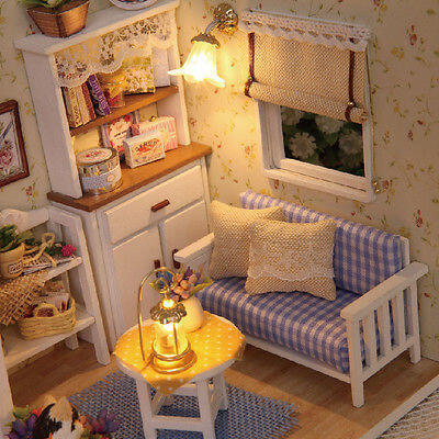 

Kits DIY Wood Dollhouse miniature with Furniture Doll house room Angel Dream 3