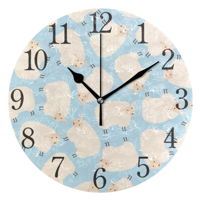 

Wall Clock Arabic Numerals Design Sheep Pattern Round